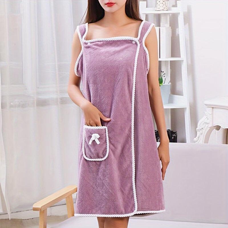 Large Bath Towel Ladies Shower Dress Soft Absorbent Pool Towel Coral Fleece