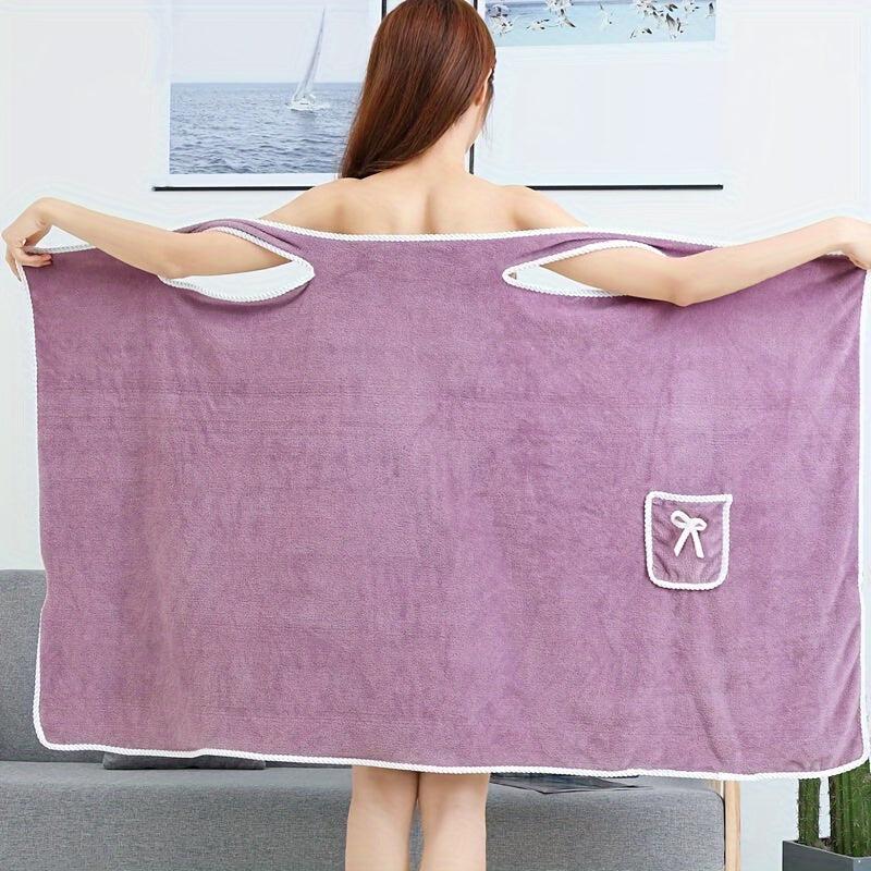 Large Bath Towel Ladies Shower Dress Soft Absorbent Pool Towel Coral Fleece