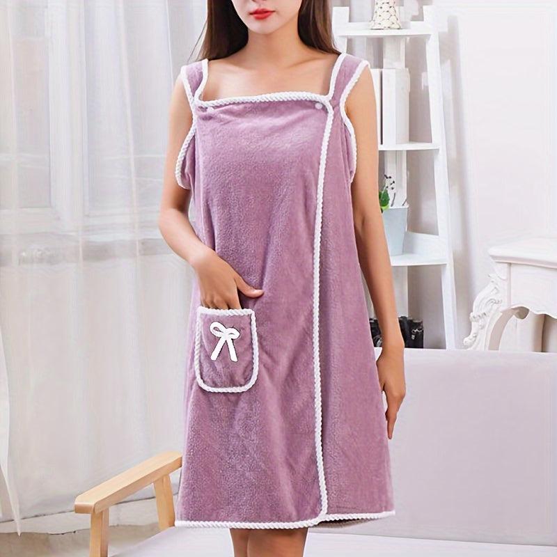 Large Bath Towel Ladies Shower Dress Soft Absorbent Pool Towel Coral Fleece
