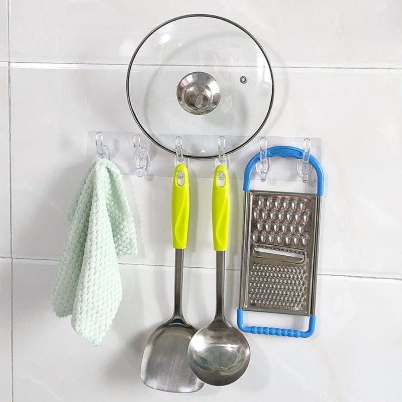 6-Hook Seamless Wall Hook for Bathroom Storage