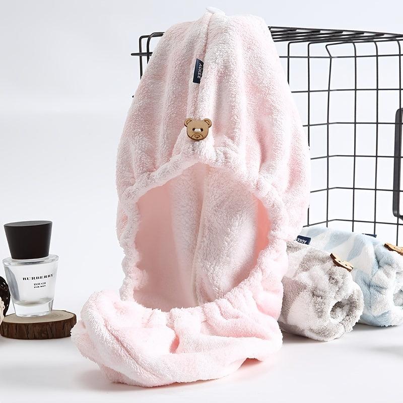 Soft Hair Drying Cap Coral Fleece Thickened Hair Towel Bathroom Water Absorbent