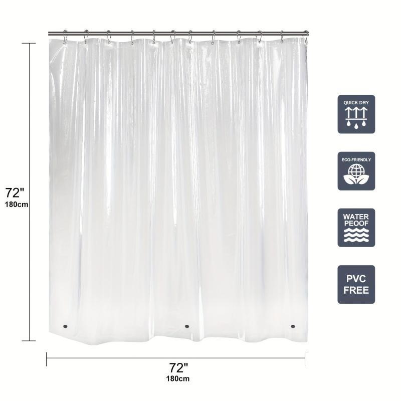 Waterproof PEVA Shower Curtain Liner with 12 Grommets