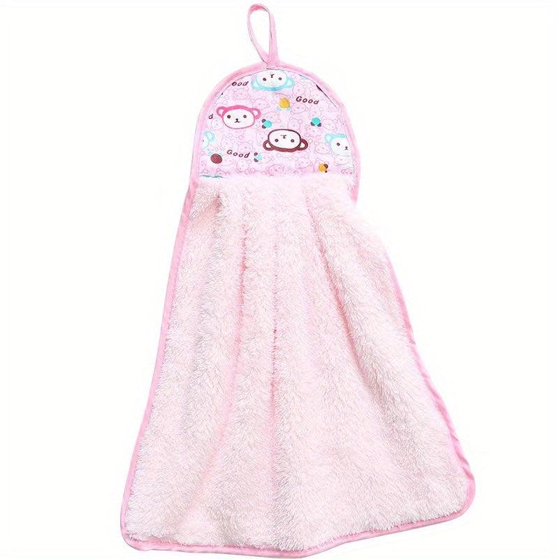 Soft Coral Fleece Hand Towel with Hanging Loop for Bathroom