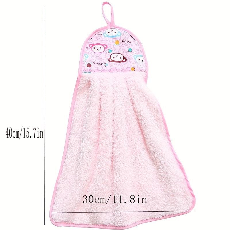 Soft Coral Fleece Hand Towel with Hanging Loop for Bathroom