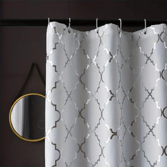PEVA Shower Curtain Silvery Gray Moroccan Pearl Printed Bathroom Curtain