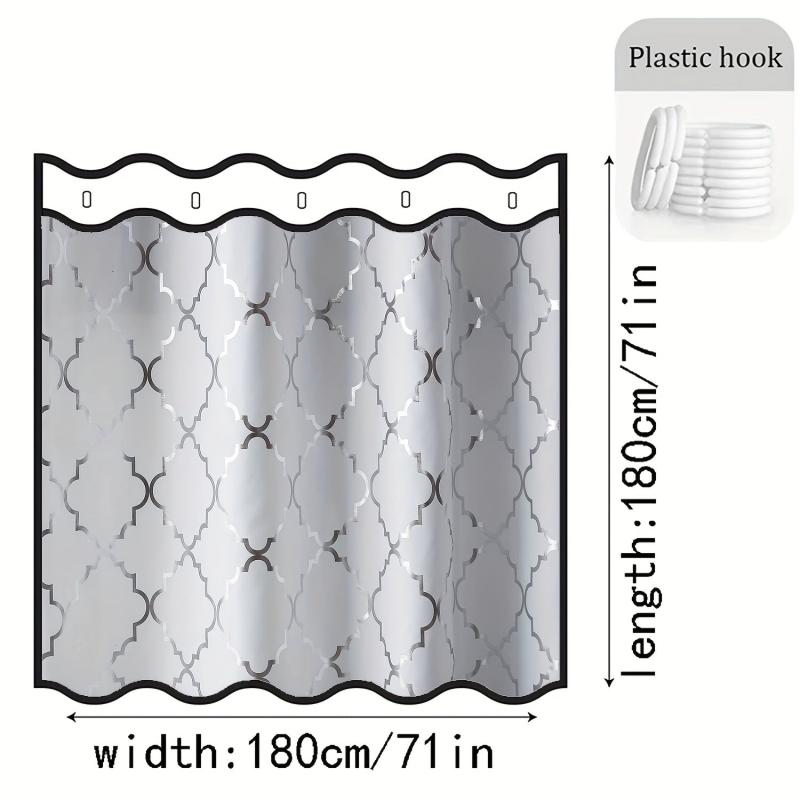 PEVA Shower Curtain Silvery Gray Moroccan Pearl Printed Bathroom Curtain