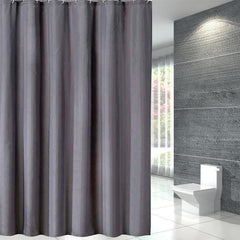 Solid Polyester Fabric Shower Curtain Waterproof Bathroom Decor