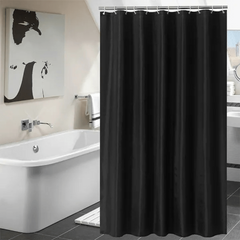 Solid Polyester Fabric Shower Curtain Waterproof Bathroom Decor
