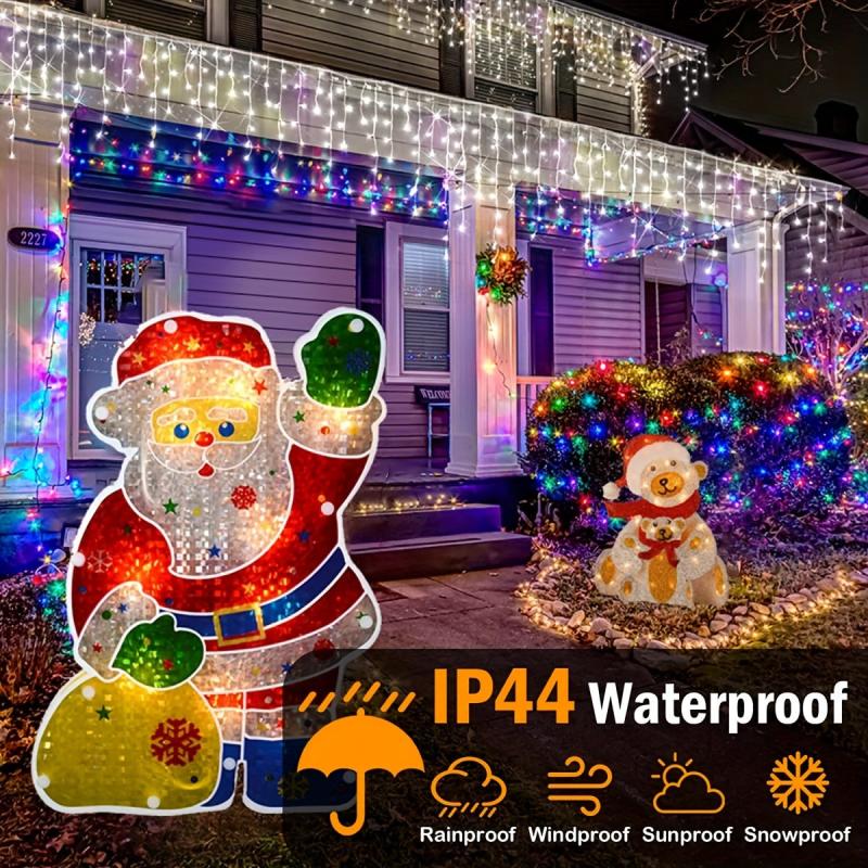 Solar Curtain Icicle Lights 96 LEDs 8 Modes - 16 Drops, Waterproof