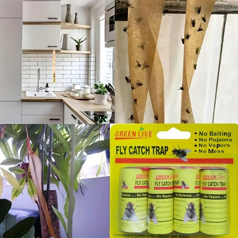 4pcs Fly Paper Sticky Fly Trap Indoor Outdoor Hanging Gnat Killer Traps