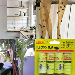4pcs Fly Paper Sticky Fly Trap Indoor Outdoor Hanging Gnat Killer Traps