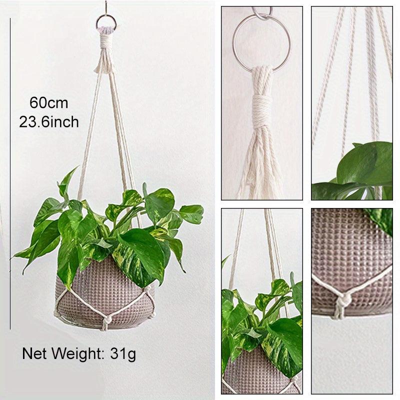 Hand Woven Plant Hanger Net DIY Hanging Basket Cotton Rope Bag