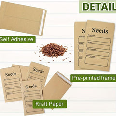 20pcs Resealable Seed Envelopes Packets Seed Saving Envelopes