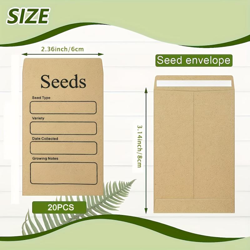 20pcs Resealable Seed Envelopes Packets Seed Saving Envelopes