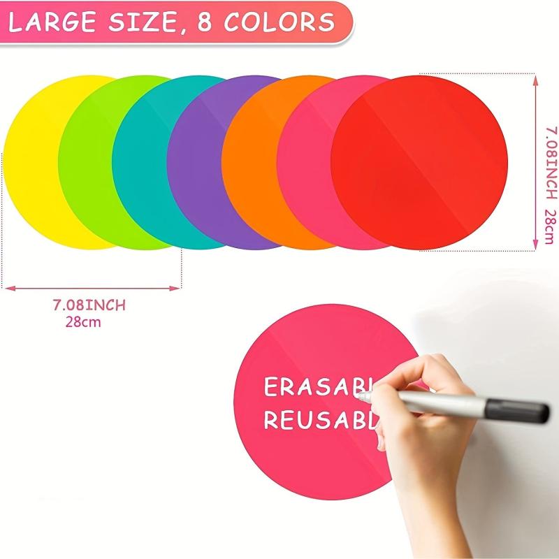 Large Dry Erase Round Whiteboard Marker Stickers Set of 8