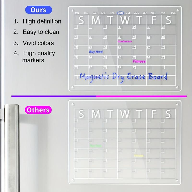 Acrylic Magnetic Dry Erase Board Calendar For Fridge 39.88cmx29.97cm Clear