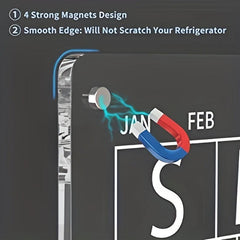 Acrylic Magnetic Dry Erase Board Calendar For Fridge 39.88cmx29.97cm Clear