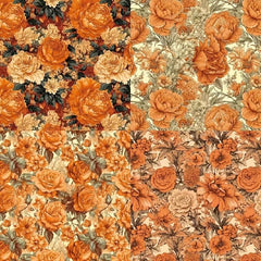DIY Scrapbook Paper Set - Autumn Retro Flower Theme Background Paper