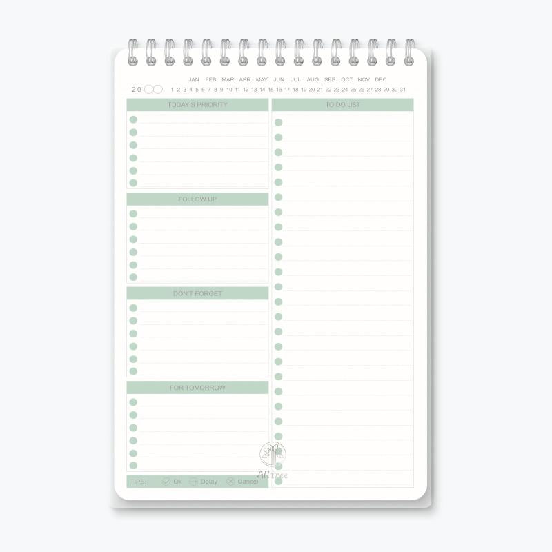 Daily To Do List Notepad - Spiral Bound Daily Planner 52 Sheets