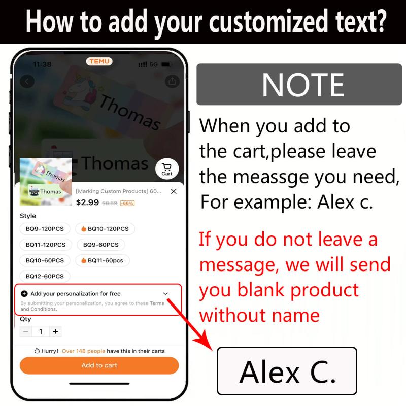 Custom Waterproof Name Stickers - Personalized Labels for School