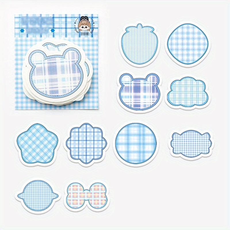 100 Sheets Cartoon Shaped Note Paper Lovely Plaid Stripes Memo Paper