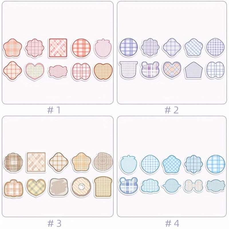 100 Sheets Cartoon Shaped Note Paper Lovely Plaid Stripes Memo Paper