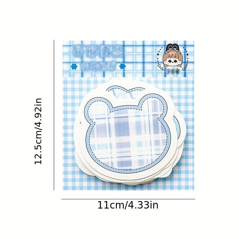 100 Sheets Cartoon Shaped Note Paper Lovely Plaid Stripes Memo Paper