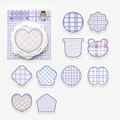 100 Sheets Cartoon Shaped Note Paper Lovely Plaid Stripes Memo Paper