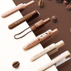 6 Pack Coffee Gel Pens 0.5mm Quick Drying Ink Large Capacity