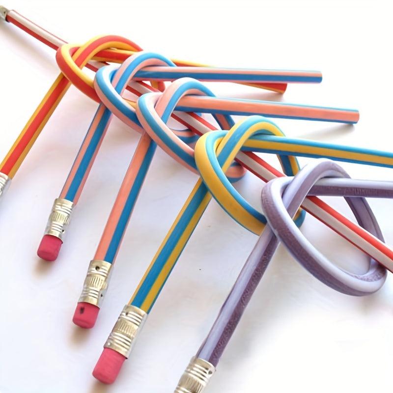 10pcs Bendable Magic Pencils Colorful Stripe for Students Classroom & School