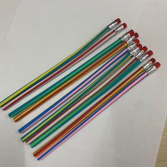 10pcs Bendable Magic Pencils Colorful Stripe for Students Classroom & School