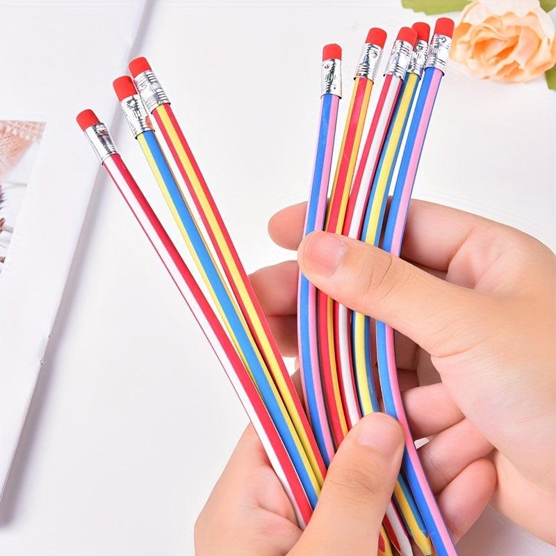 10pcs Bendable Magic Pencils Colorful Stripe for Students Classroom & School