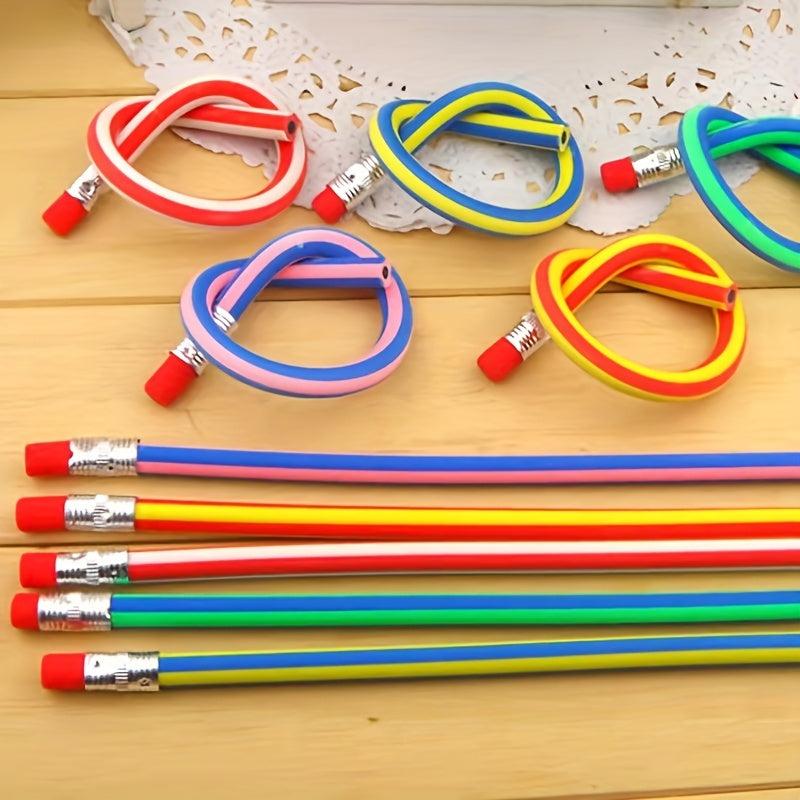 10pcs Bendable Magic Pencils Colorful Stripe for Students Classroom & School