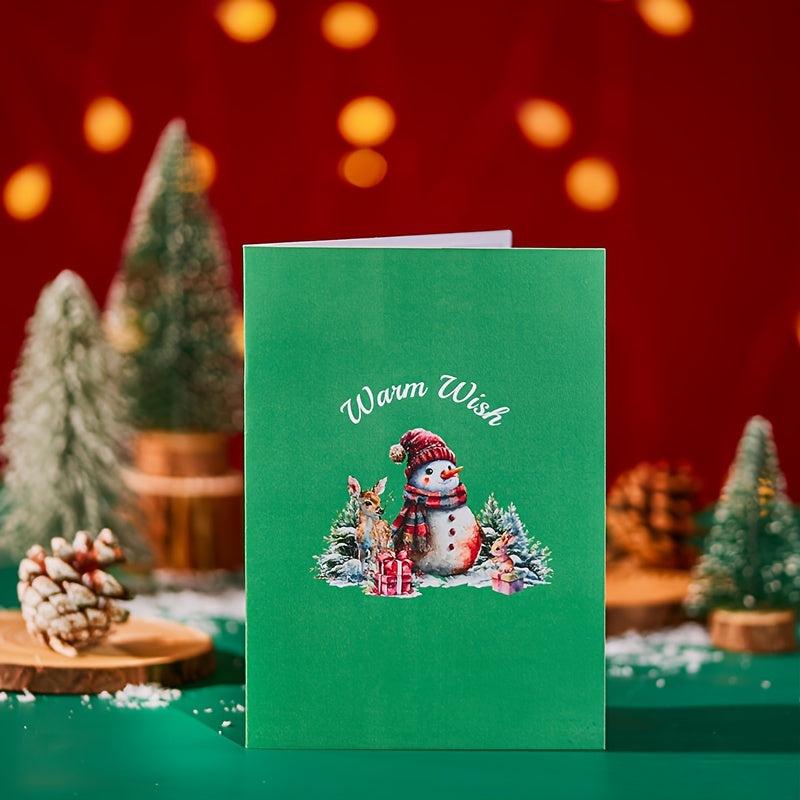 1pc Christmas Pop Up Card Warm Wish 3D Greeting Card