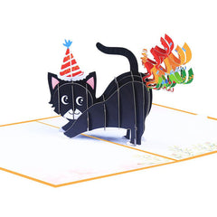 Funny 3D Pop up Rainbow Kitten Birthday Wishes Card