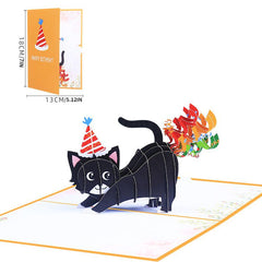 Funny 3D Pop up Rainbow Kitten Birthday Wishes Card
