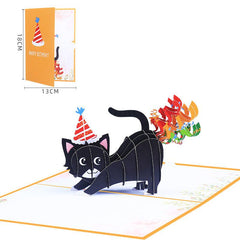 Funny 3D Pop up Rainbow Kitten Birthday Wishes Card