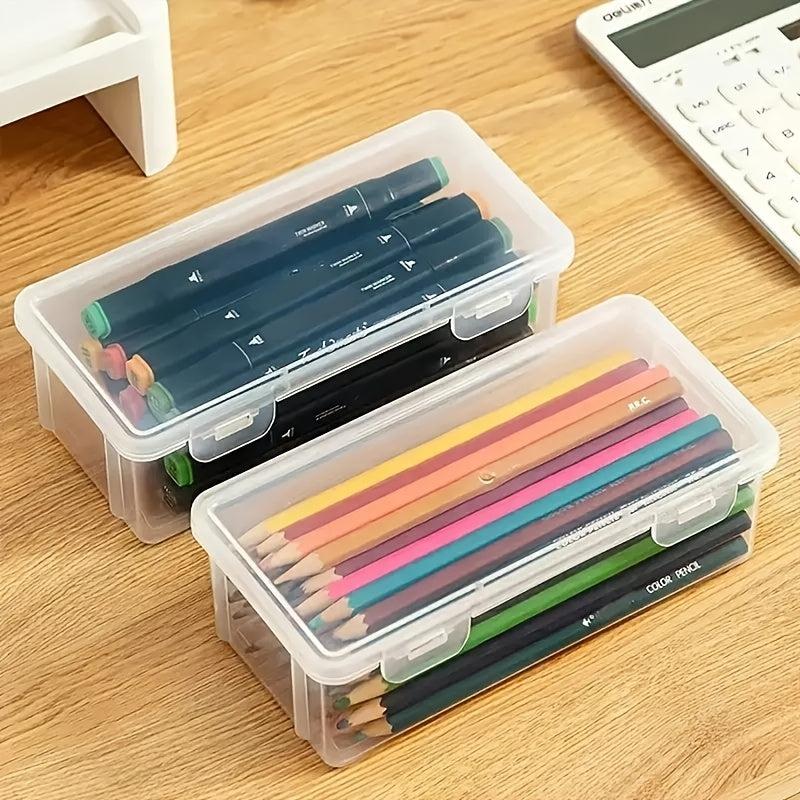 Large Capacity Transparent Pencil Storage Box Student Pen Container