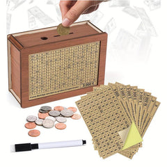 Wooden Money Box with Numbers, Counter, 8 Saving Goals, Perfect Gift