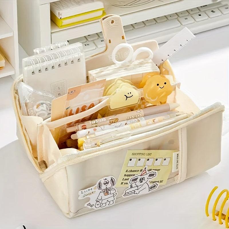 Large Capacity Pencil Case Stationery Box Handheld Portable Office School Girls