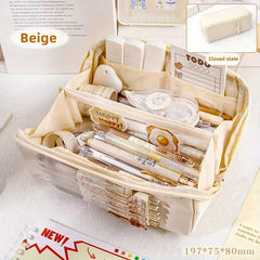 Large Capacity Pencil Case Stationery Box Handheld Portable Office School Girls