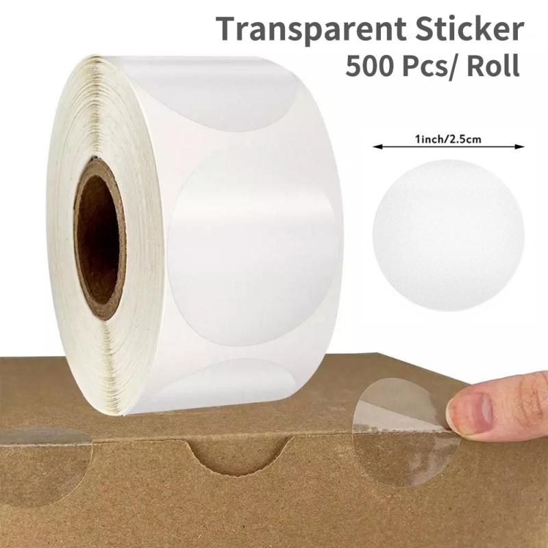 500Pcs Transparent Round Stickers for Business Packaging Cookie Bags DIY