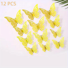 12pcs Golden 3D Butterfly Wall Decor - Wedding Decorations