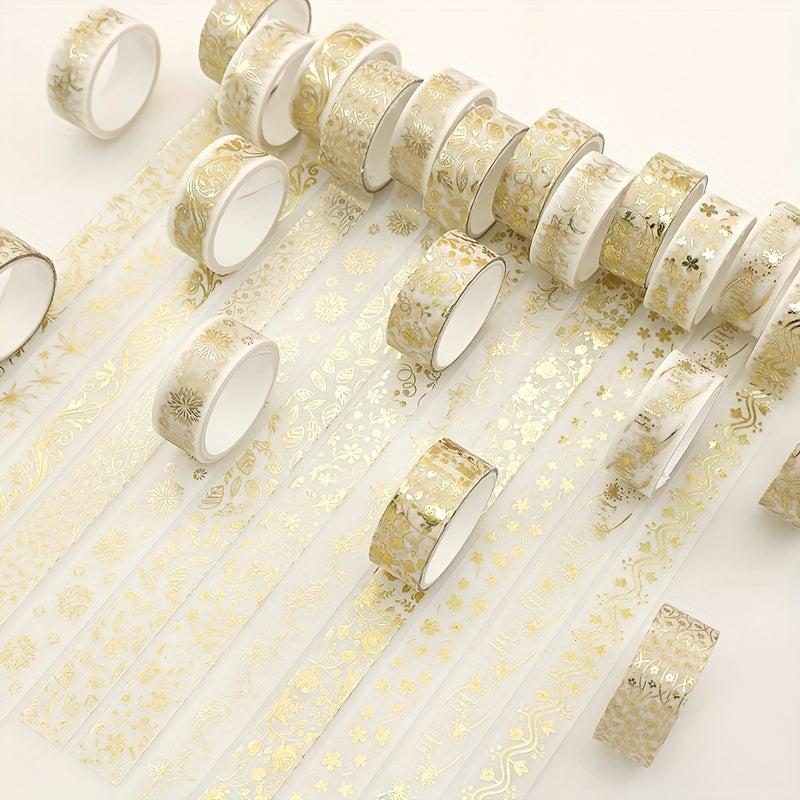 Golden Plant Flower Washi Tape Set Foil Adhesive Sticker Scrapbooking Stationery