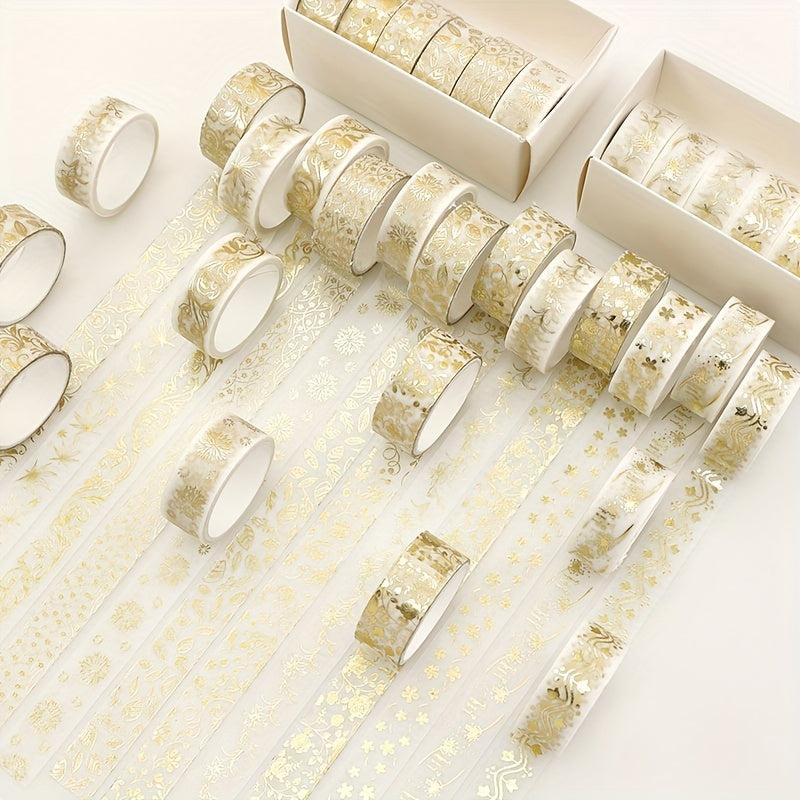 Golden Plant Flower Washi Tape Set Foil Adhesive Sticker Scrapbooking Stationery