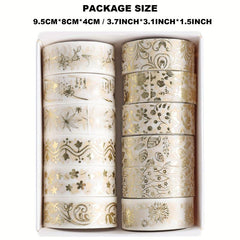 Golden Plant Flower Washi Tape Set Foil Adhesive Sticker Scrapbooking Stationery
