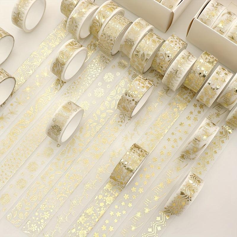 Golden Plant Flower Washi Tape Set Foil Adhesive Sticker Scrapbooking Stationery