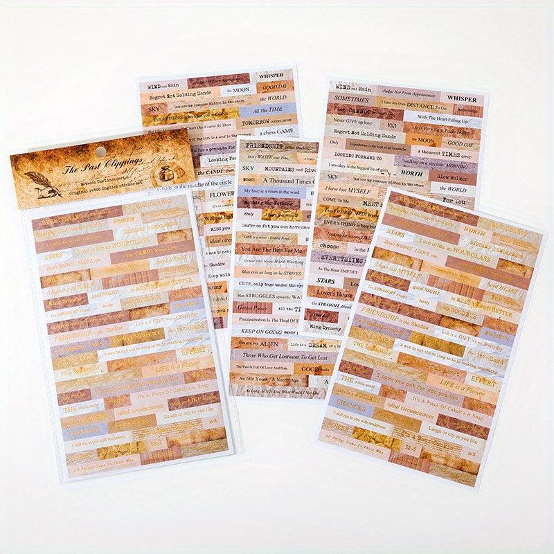 4pcs Vintage English Poetry Sticker Pack Memories Scrapbooking Label Journal
