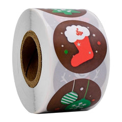 500 Cartoon Christmas Stickers Roll Santa Claus Series