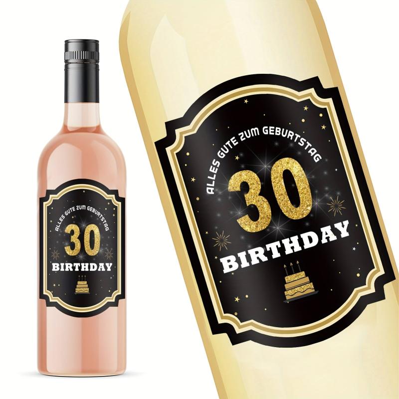 30th Birthday Bottle Labels - Happy Birthday Party Decoration